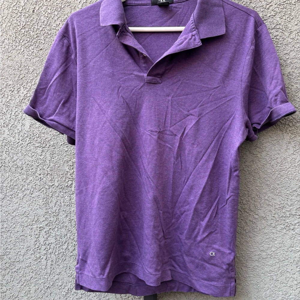 Calvin Klein Men's Purple Polo with Subtle CK Logo